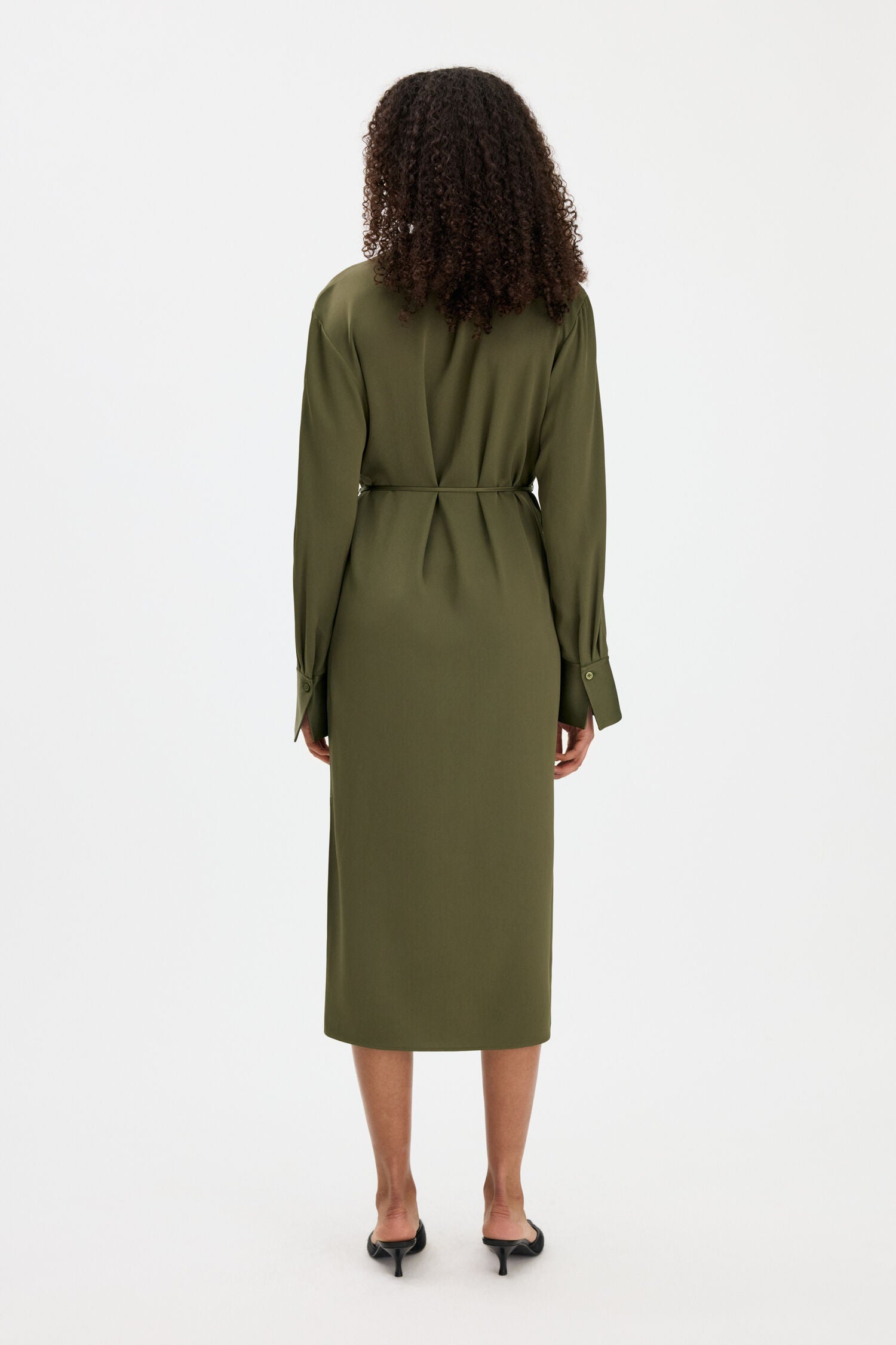 Filippa K naisten mekko Half Placket Dress, tummanvihreä