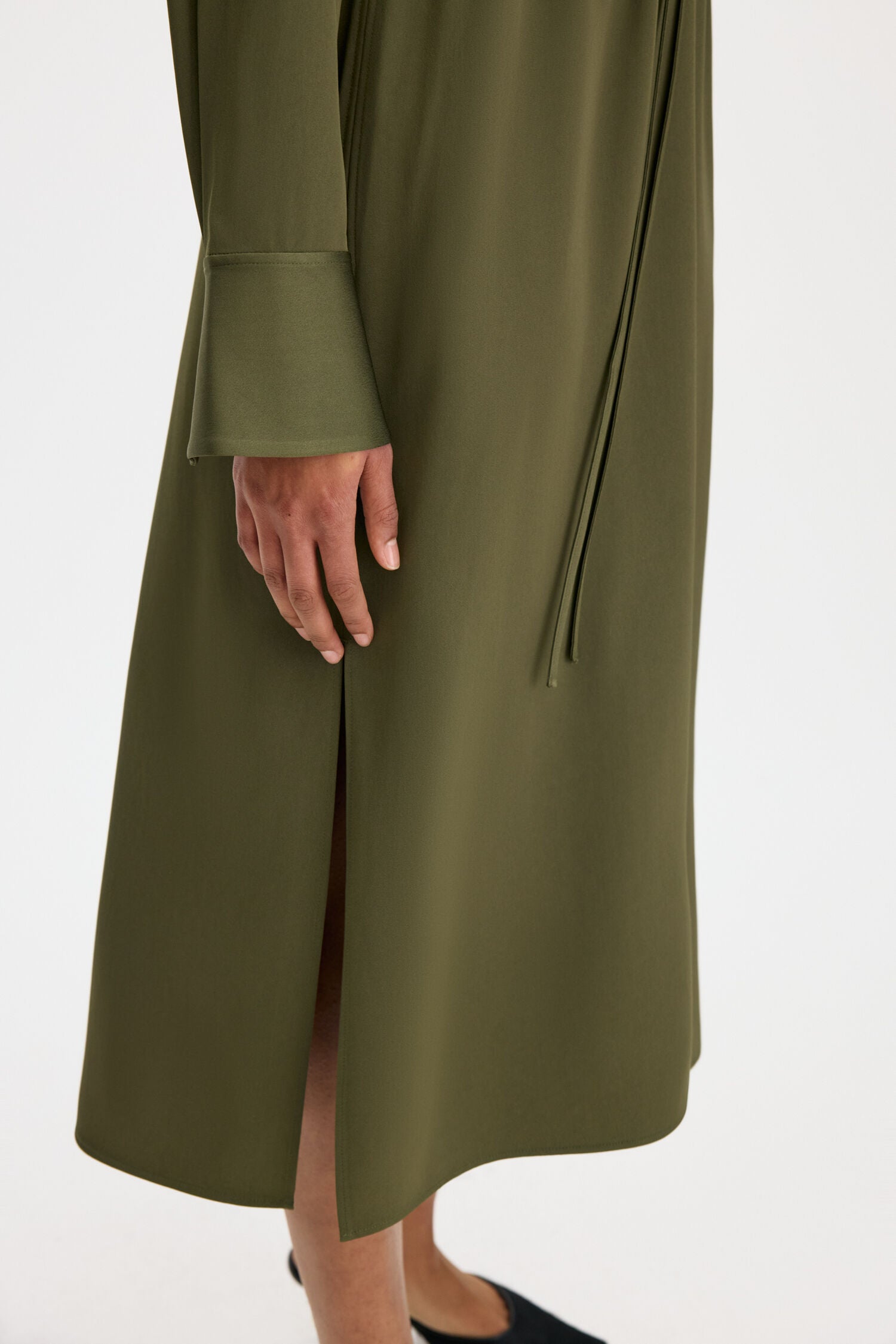 Filippa K naisten mekko Half Placket Dress, tummanvihreä