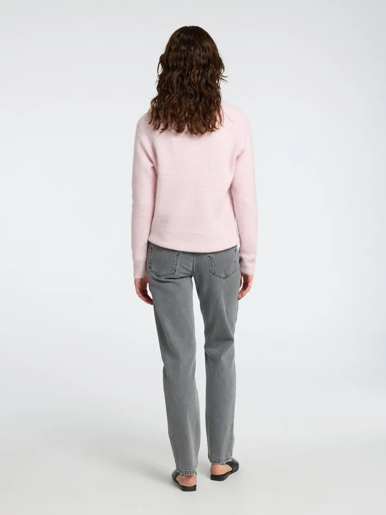SLFLULU LS KNIT O-NECK NOOS Bleached Mauve MELAN