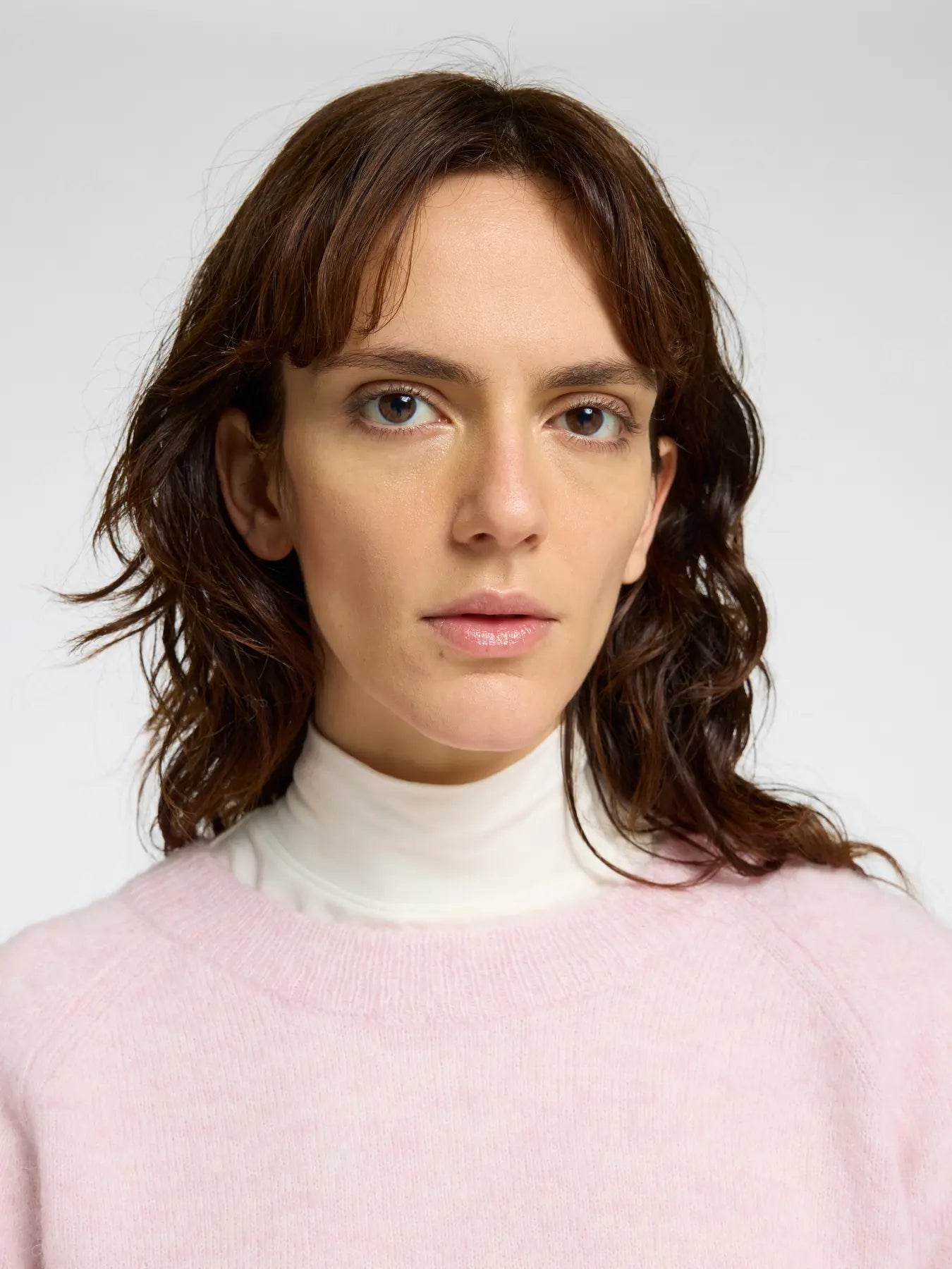 SLFLULU LS KNIT O-NECK NOOS Bleached Mauve MELAN