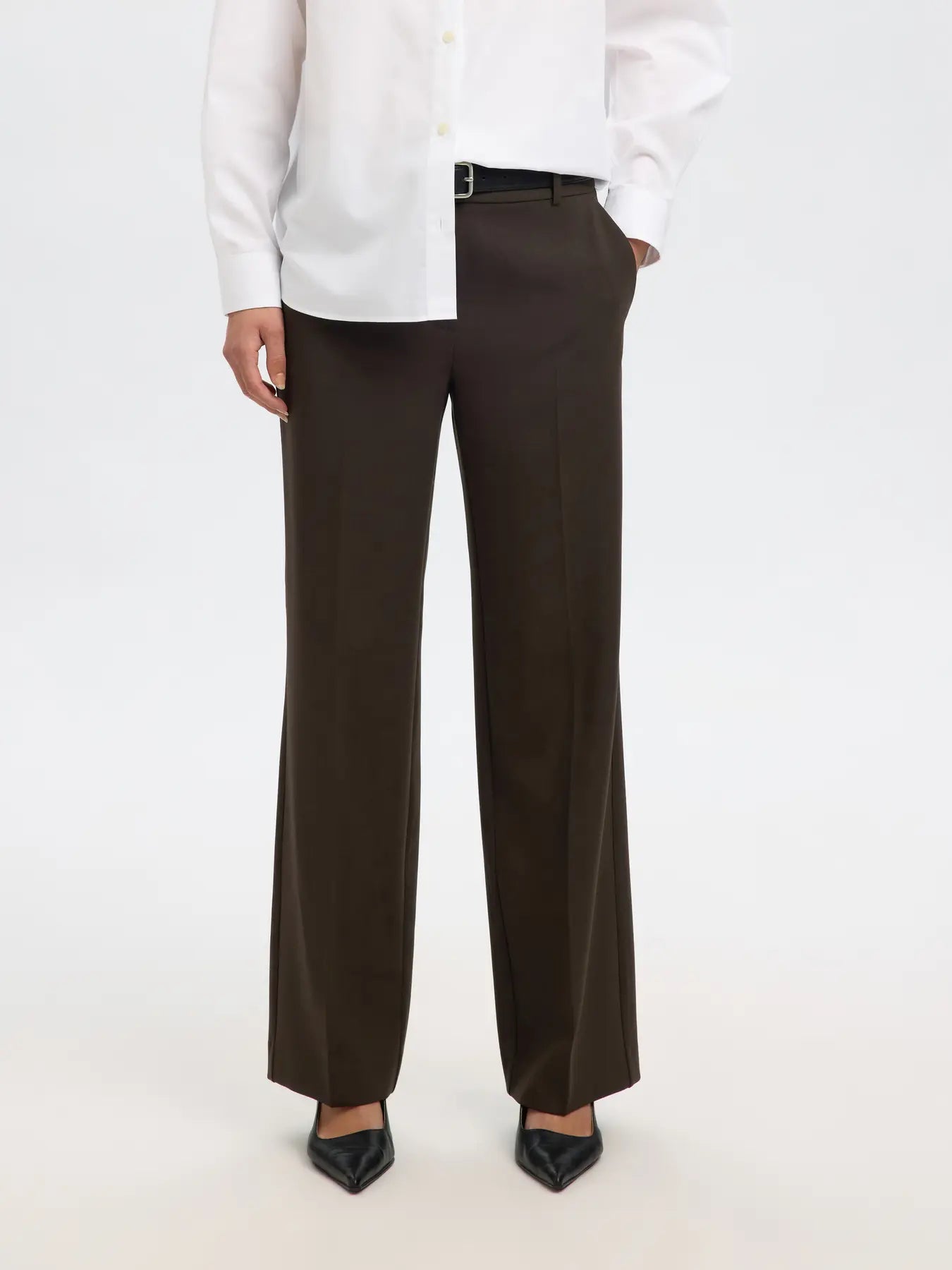 SLFRITA MW WIDE PANT MEL NOOS Delicioso MELANGE