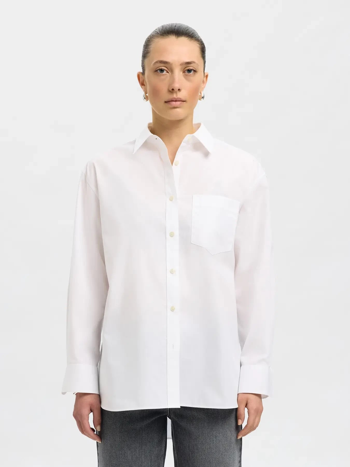 SLFESTER LS OVERSIZE SHIRT NOOS WHITE