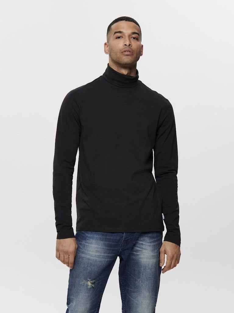 ONSMICHAN SLIM LS ROLLNECK Black