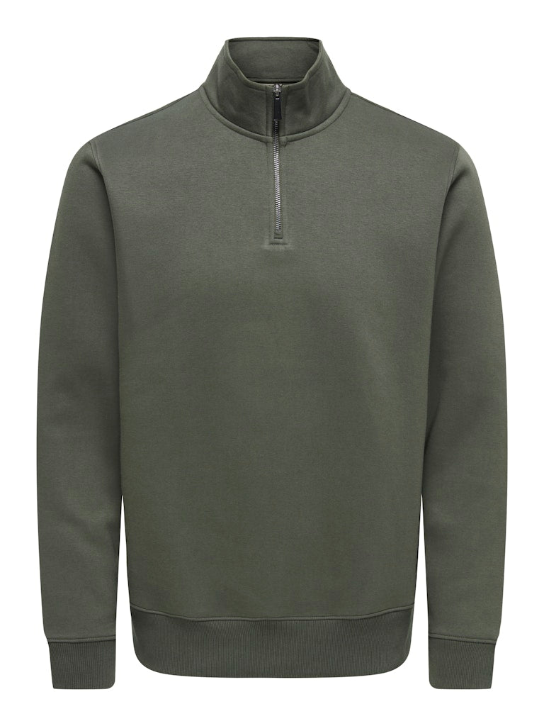 Only and Sons miesten collegepaita Ceres Half Zip, Beluga