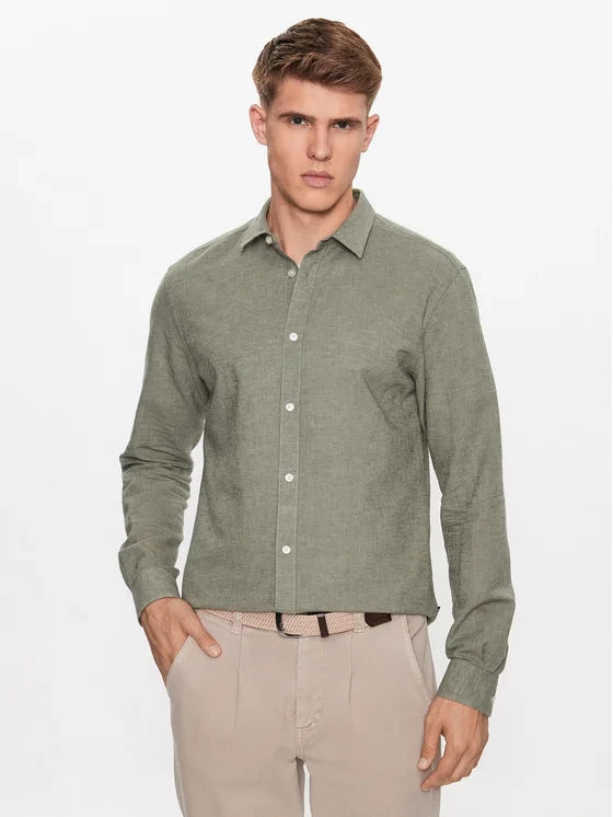Only and Sons Miesten Pellavapaita CARLO LINEN SHIRT Vihreä