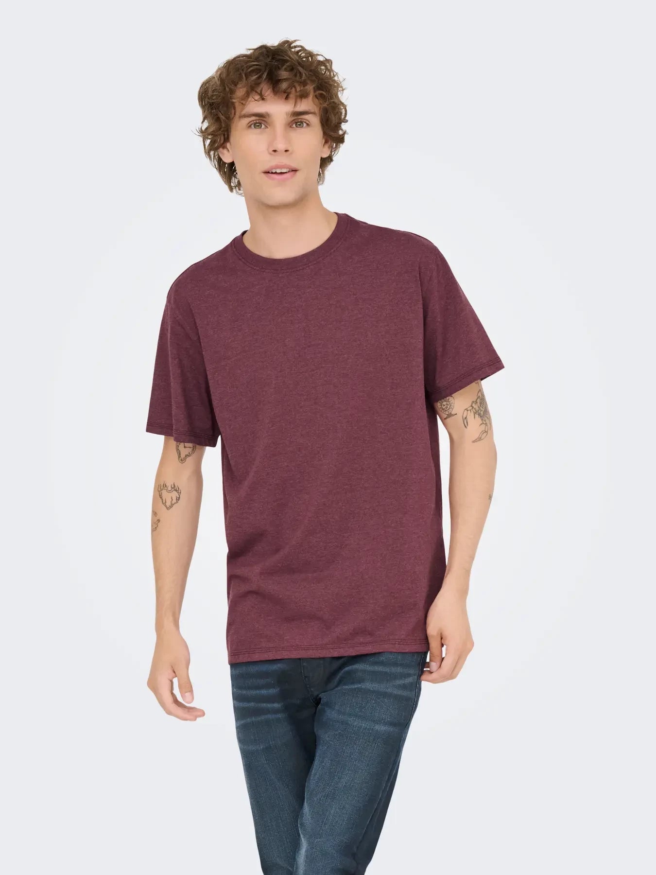 ONSMAX LIFE SS STITCH TEE NOOS Port Royale MELANGE