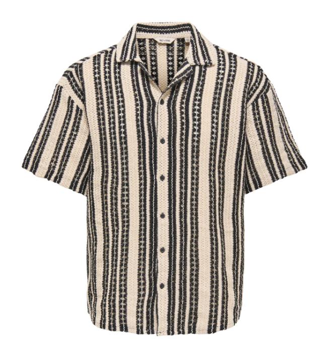 only-and-sons-miesten-lyhythihainen-paita-dani-crochet-ss-shirt-raidallinen-musta-1