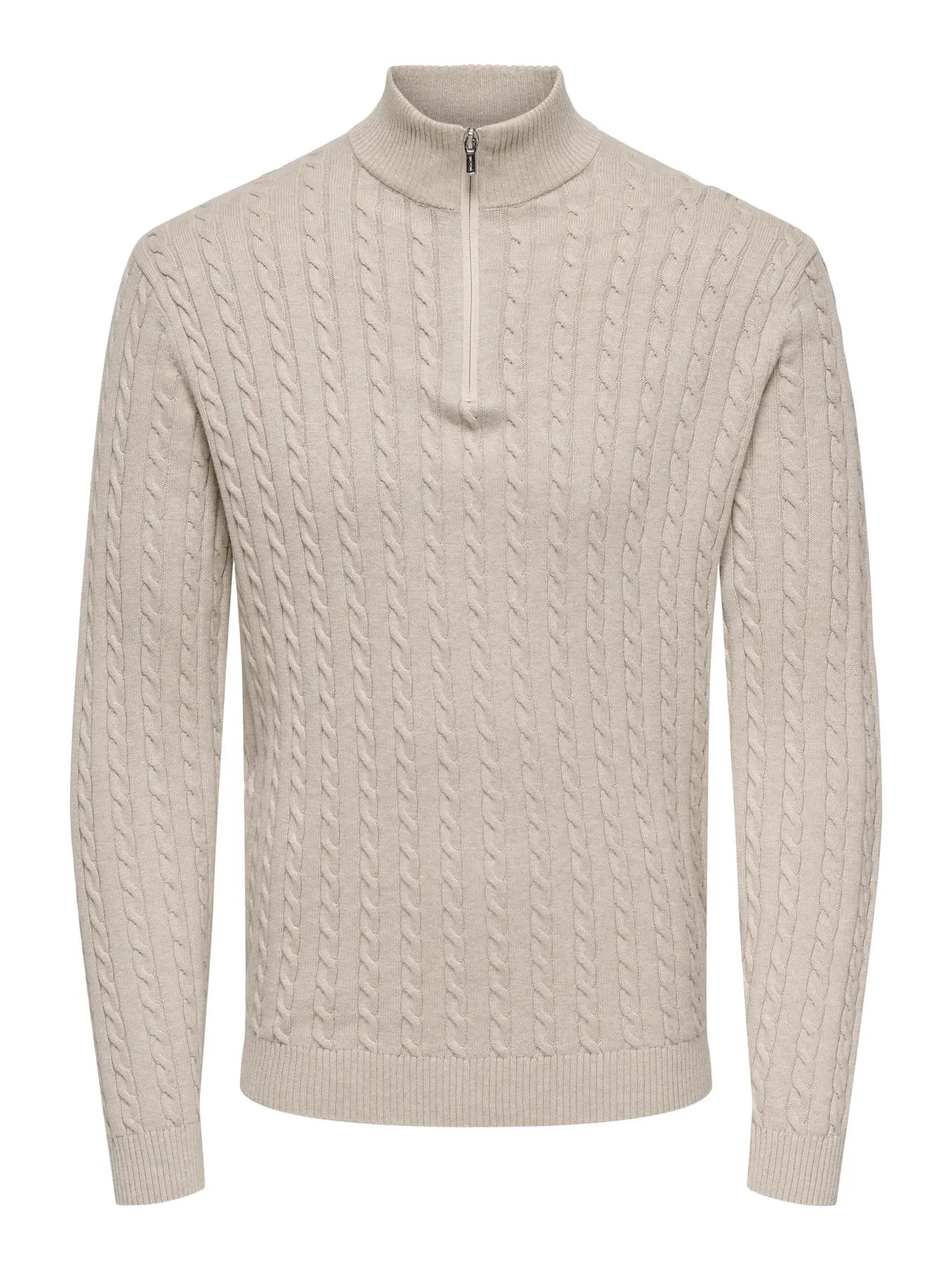 ONSLOUI CABEL HALF ZIP KNIT Oatmeal MELANGE