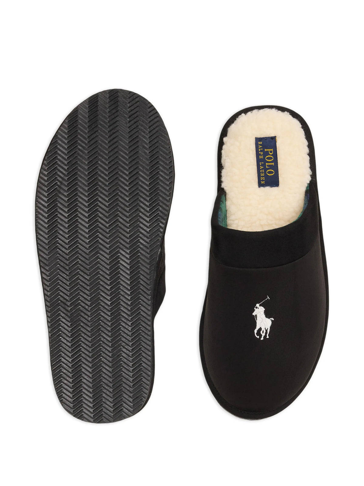 Polo Ralph Lauren miesten tossut Klarence Microsuede Scuff Slipper, musta/kermanvalkoinen