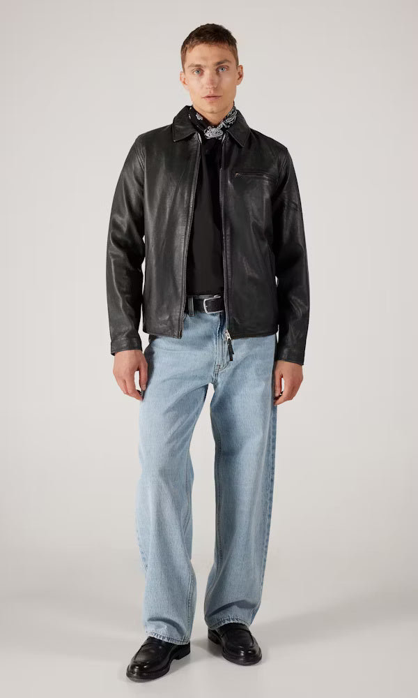 Human Scales miesten nahkatakki Mason Leather Jacket NOS, musta