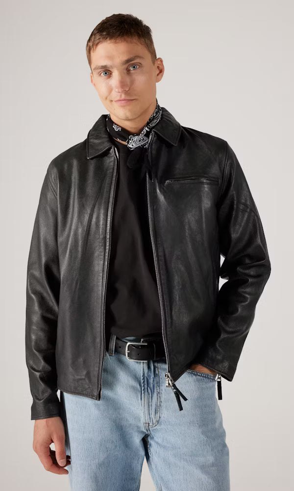 Human Scales miesten nahkatakki Mason Leather Jacket NOS, musta