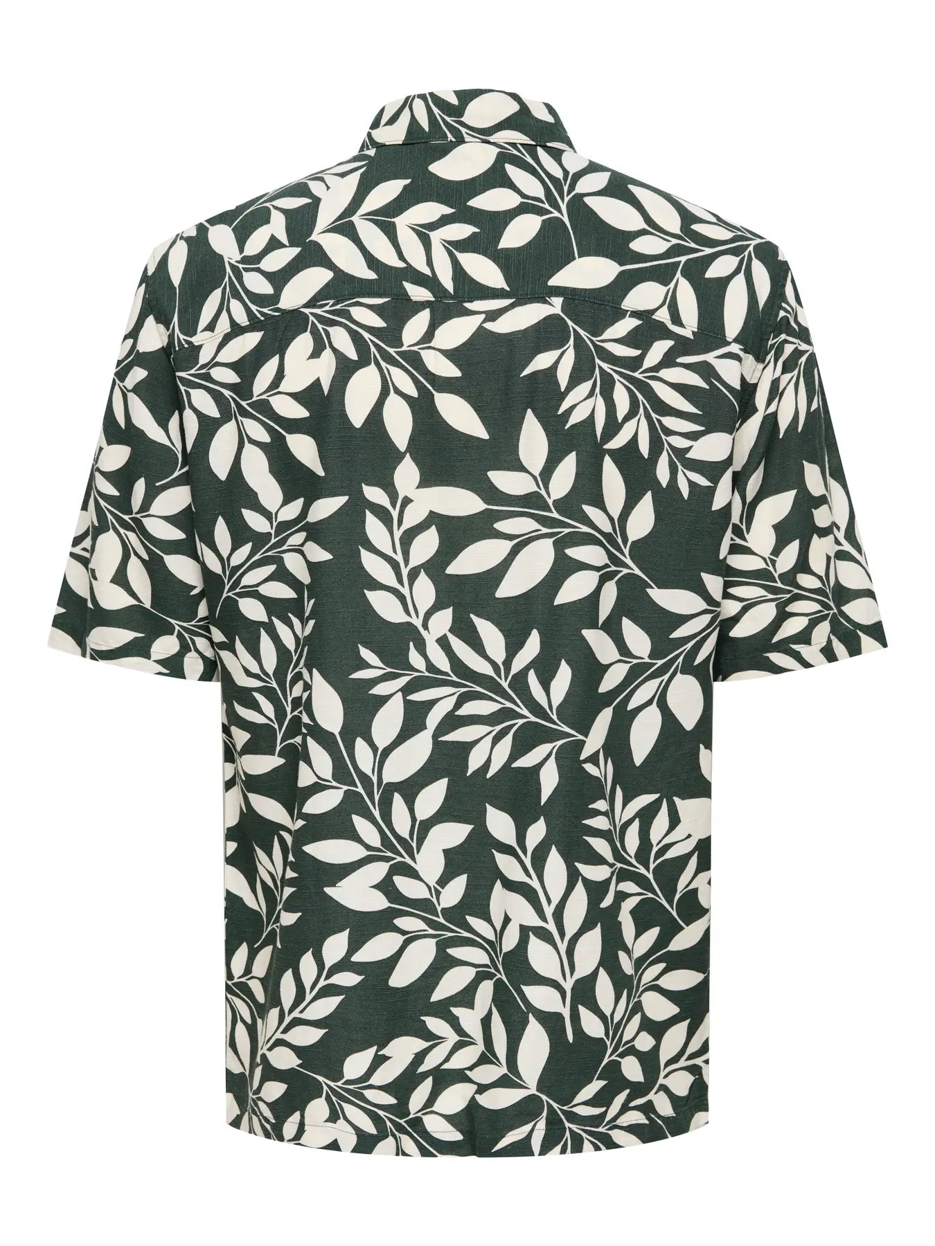 Only and Sons miesten kauluspaita Onsharvi Life SS Aop Shirt, Darkest Spruce Gardenia