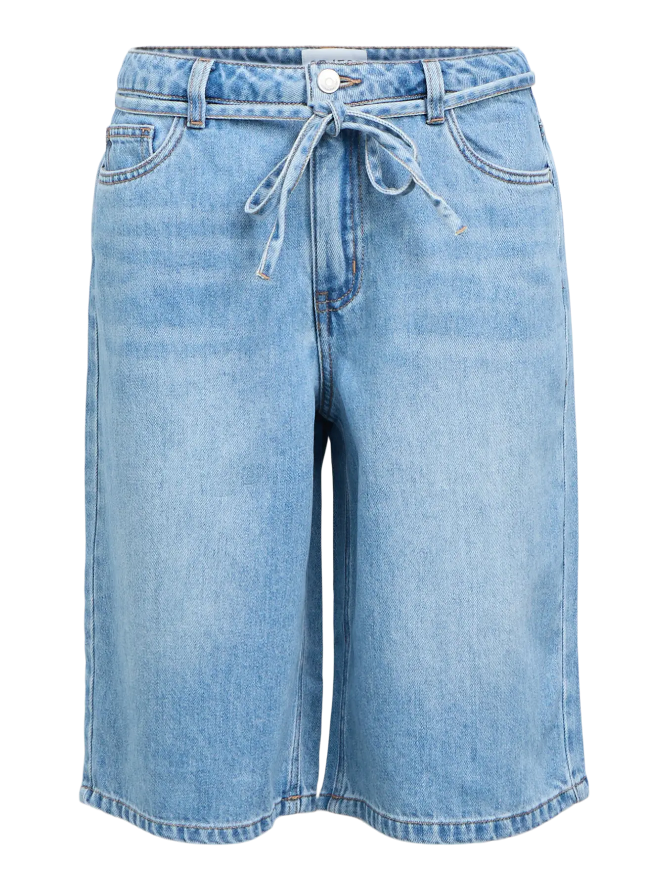 Object naisten farkkushortsit OBJRosie MW Lo Denim Long Shorts Noos, Light Blue Denim