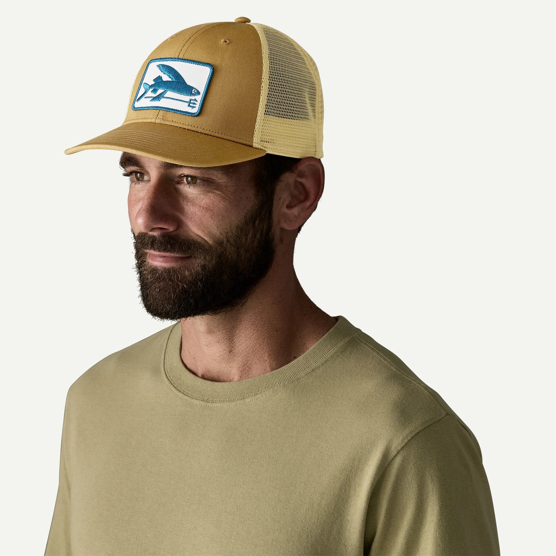 Patagonia miesten lippis Flying Fish LoPro Trucker Hat, Sinapinkeltainen