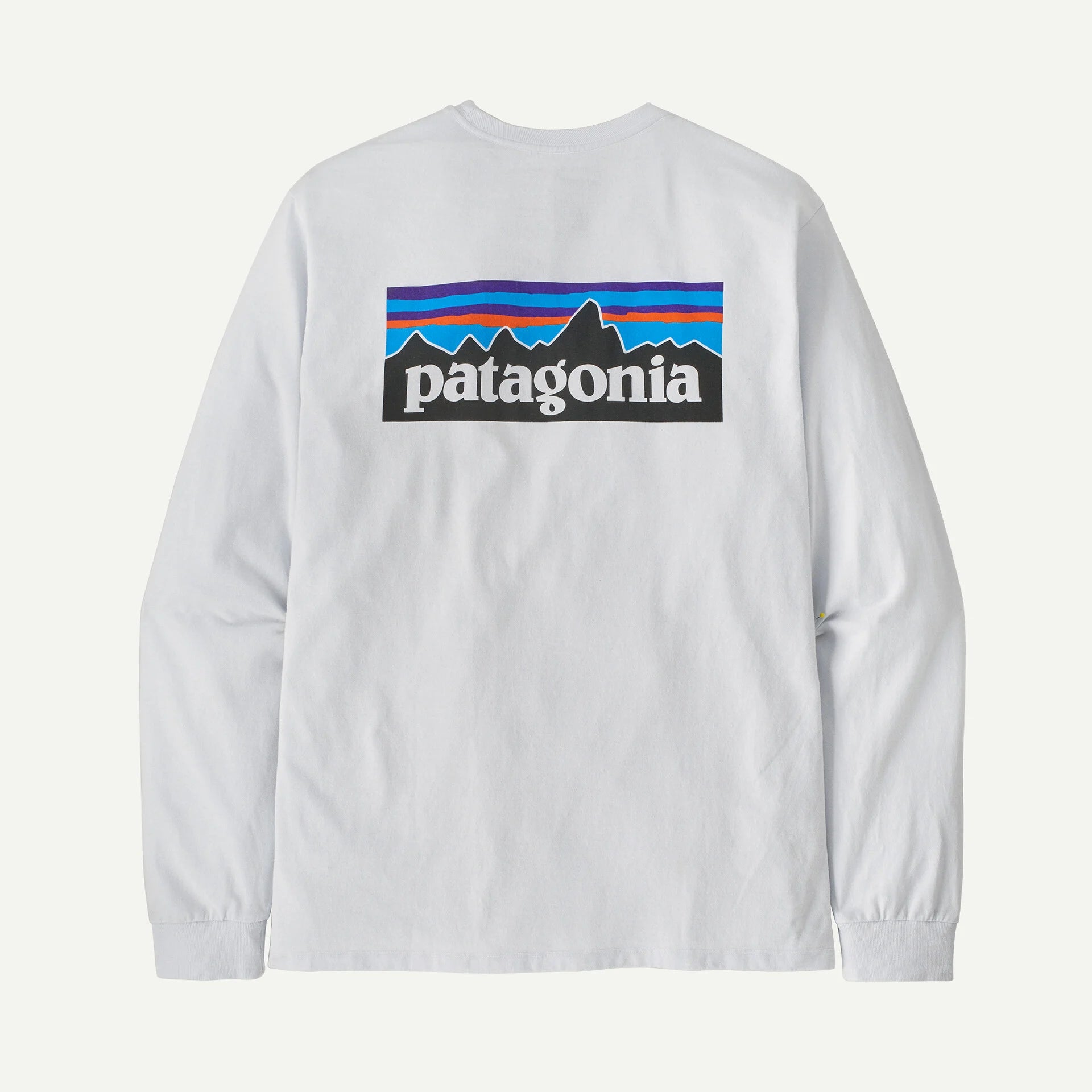 Patagonia miesten pitkähihainen paita M's L/S P-6 Logo Responsibili-Tee, valkoinen