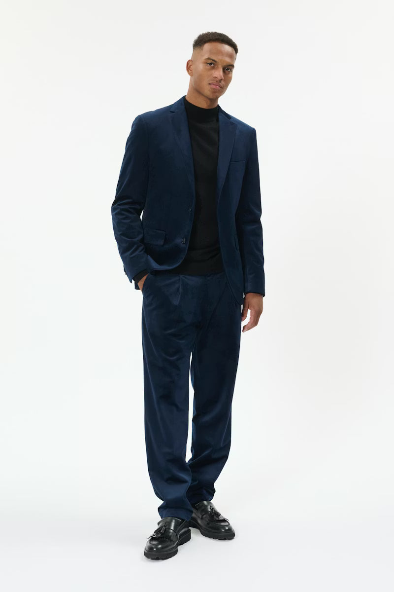 Matinique MAgeorge Festive Velvet Blazer, Dark Midnight