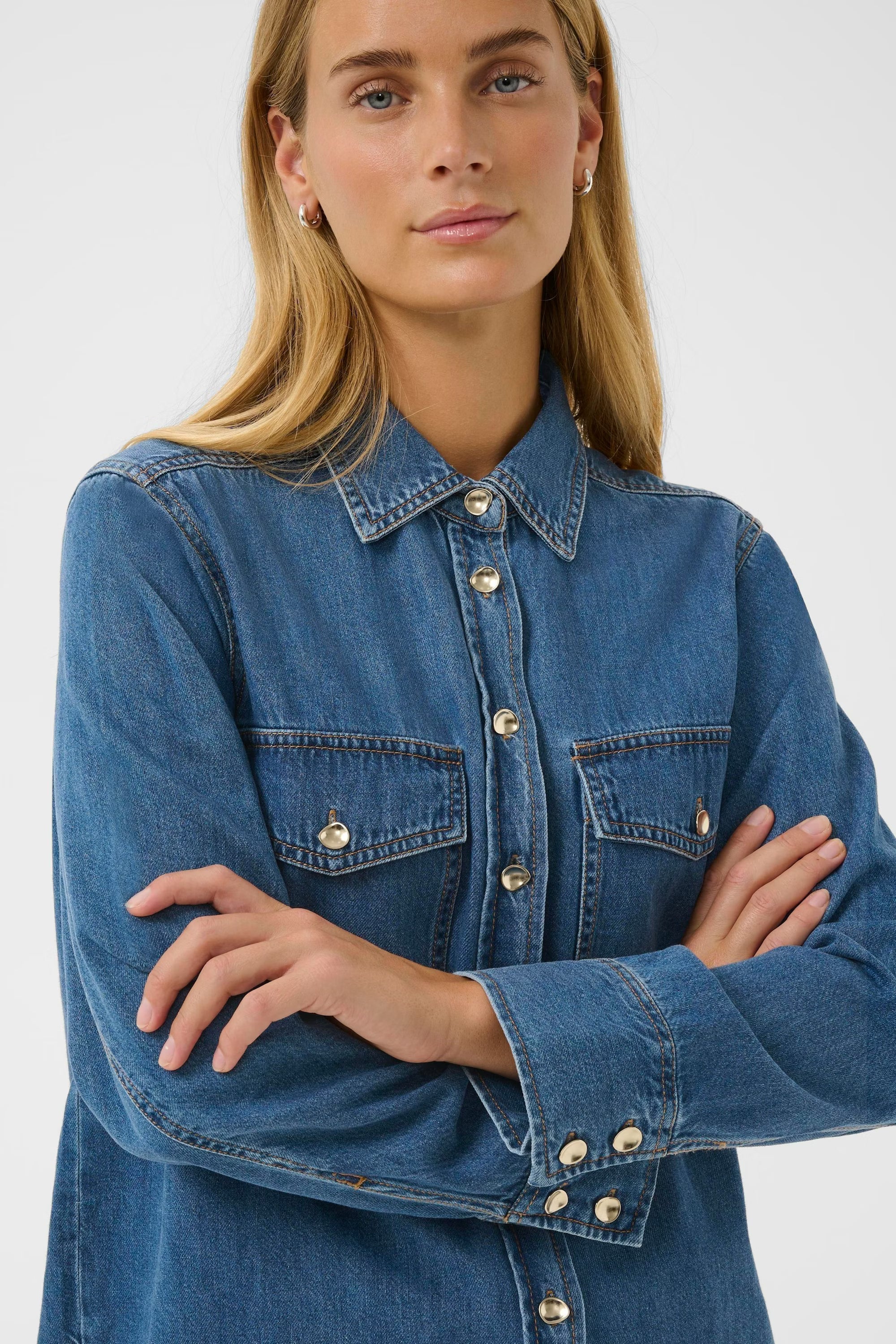 Part Two naisten paitapusero PayaPW SH, Medium Blue Denim