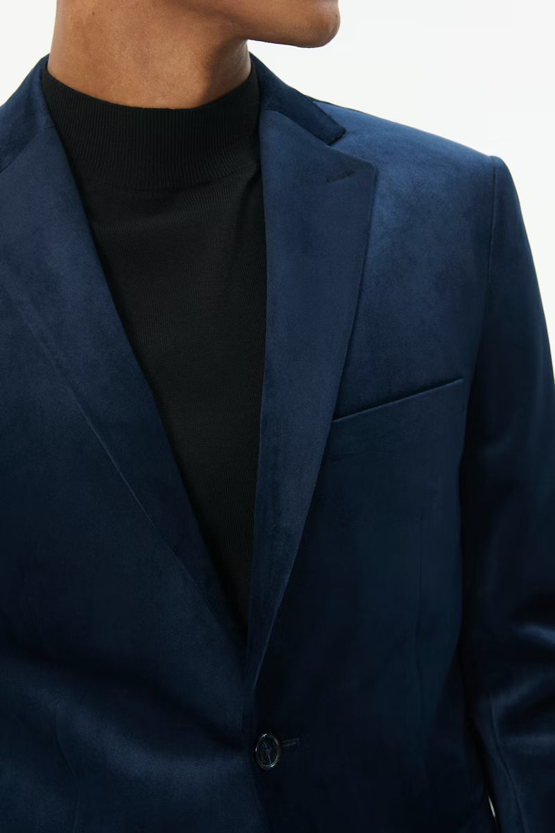 Matinique MAgeorge Festive Velvet Blazer, Dark Midnight