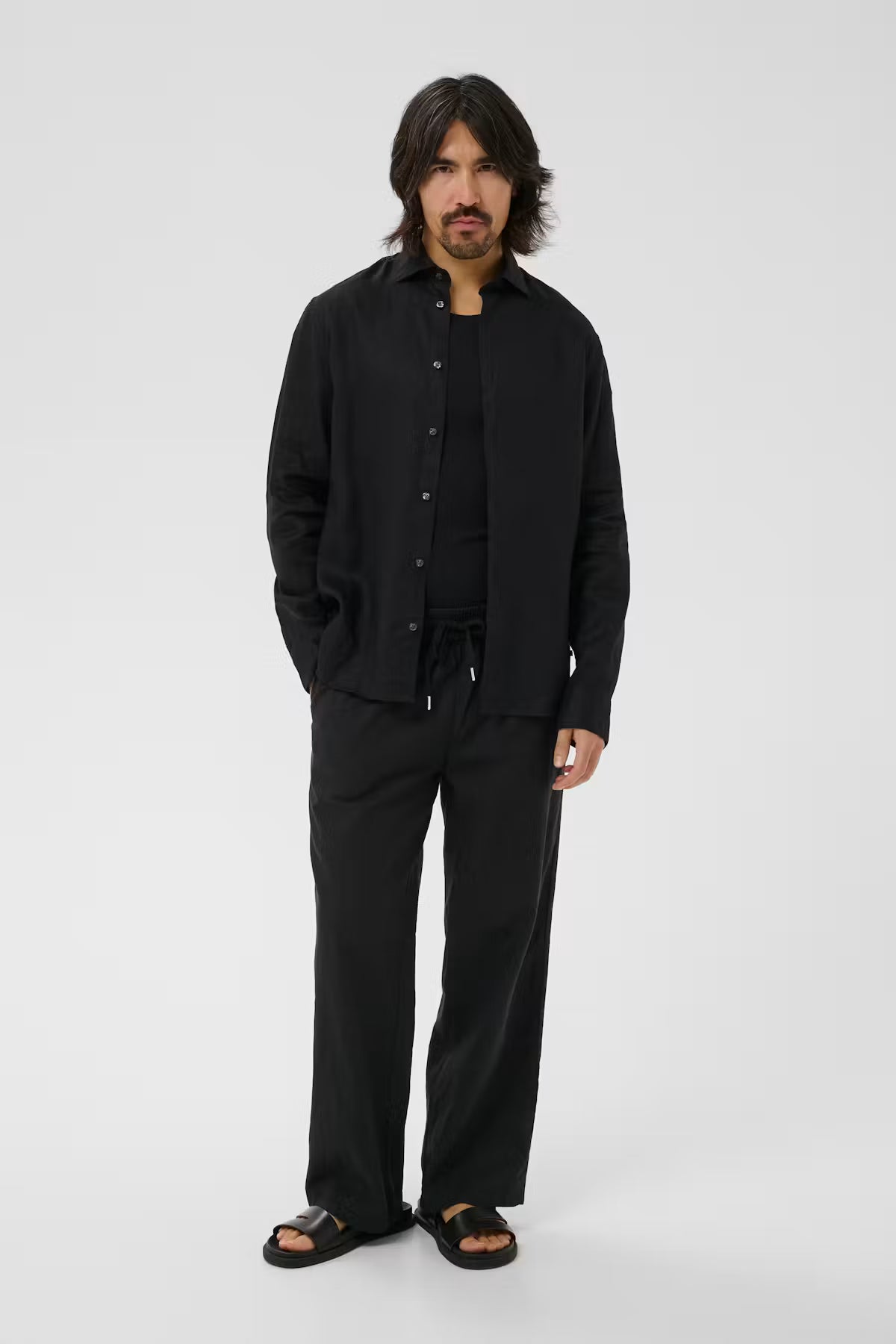 Matinique miesten kauluspaita MAmarc Linen Shirt, Black