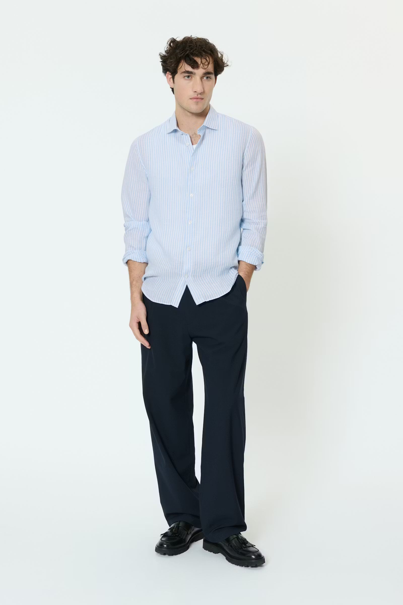Matinique miesten kauluspaita MAmarc Linen Shirt, Chambray Blue