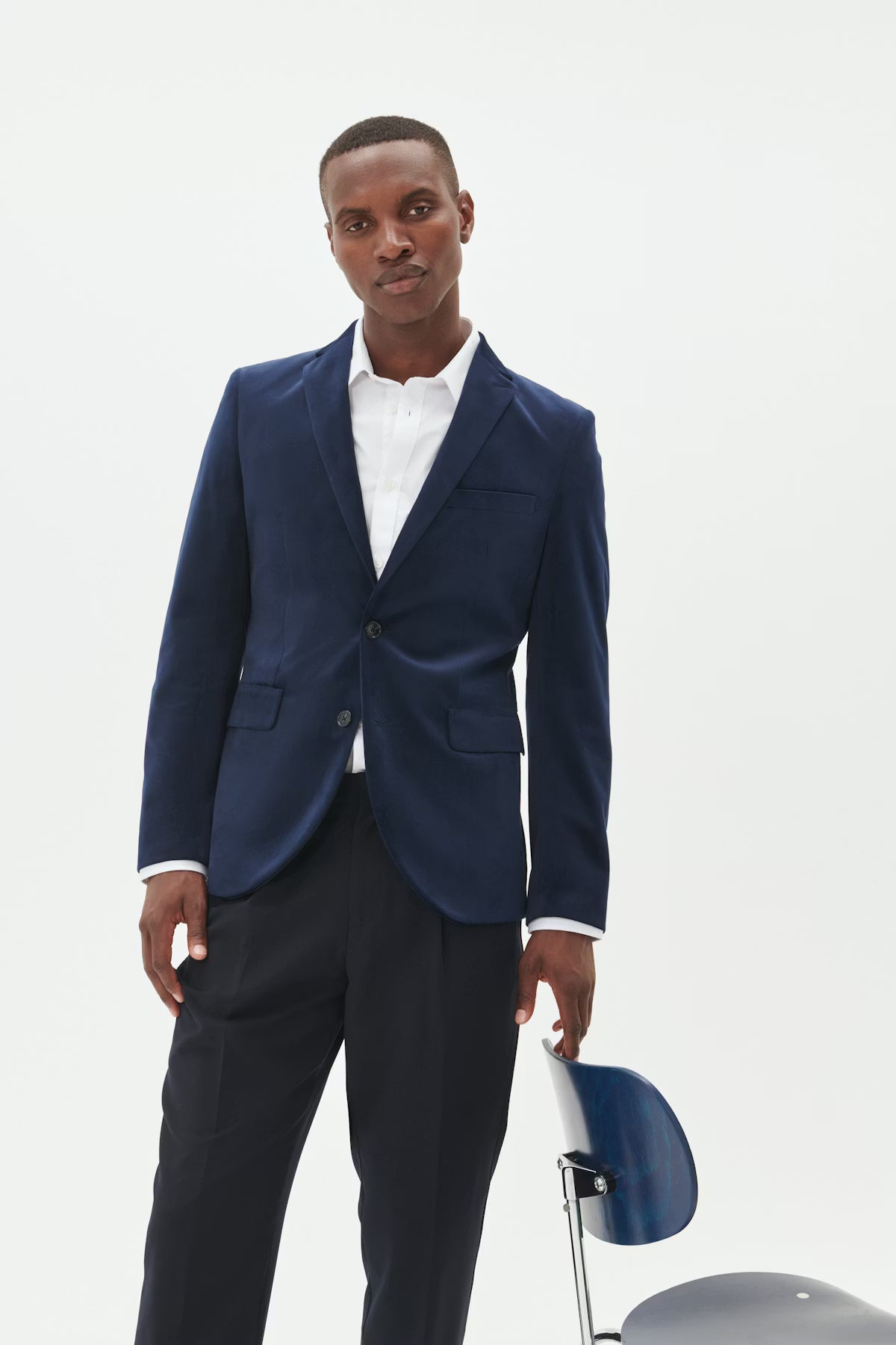 Matinique MAgeorge Festive Velvet Blazer, Dark Midnight