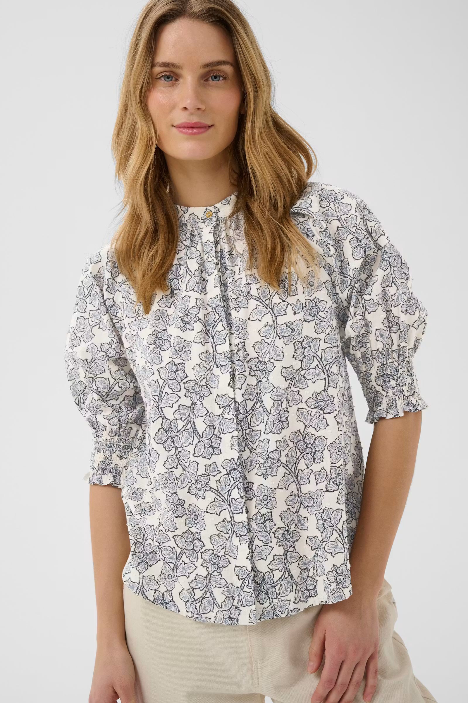 Part Two naisten pusero AlmerasPW Shirt, Dark Navy Leaf Print