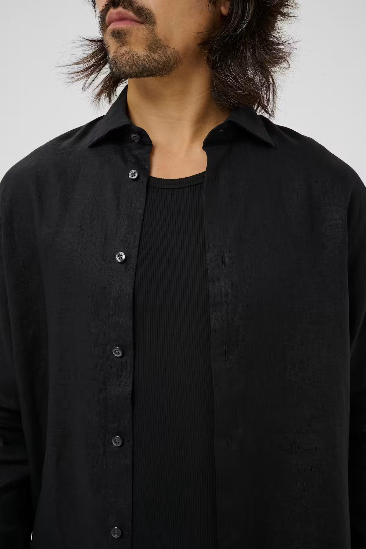 Matinique miesten kauluspaita MAmarc Linen Shirt, Black