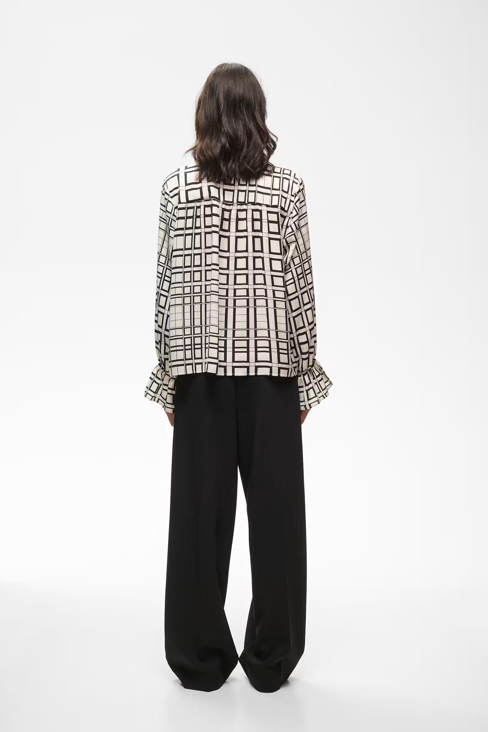 InWear naisten pusero GracieIW Printed Blouse, Squared Tiles - White