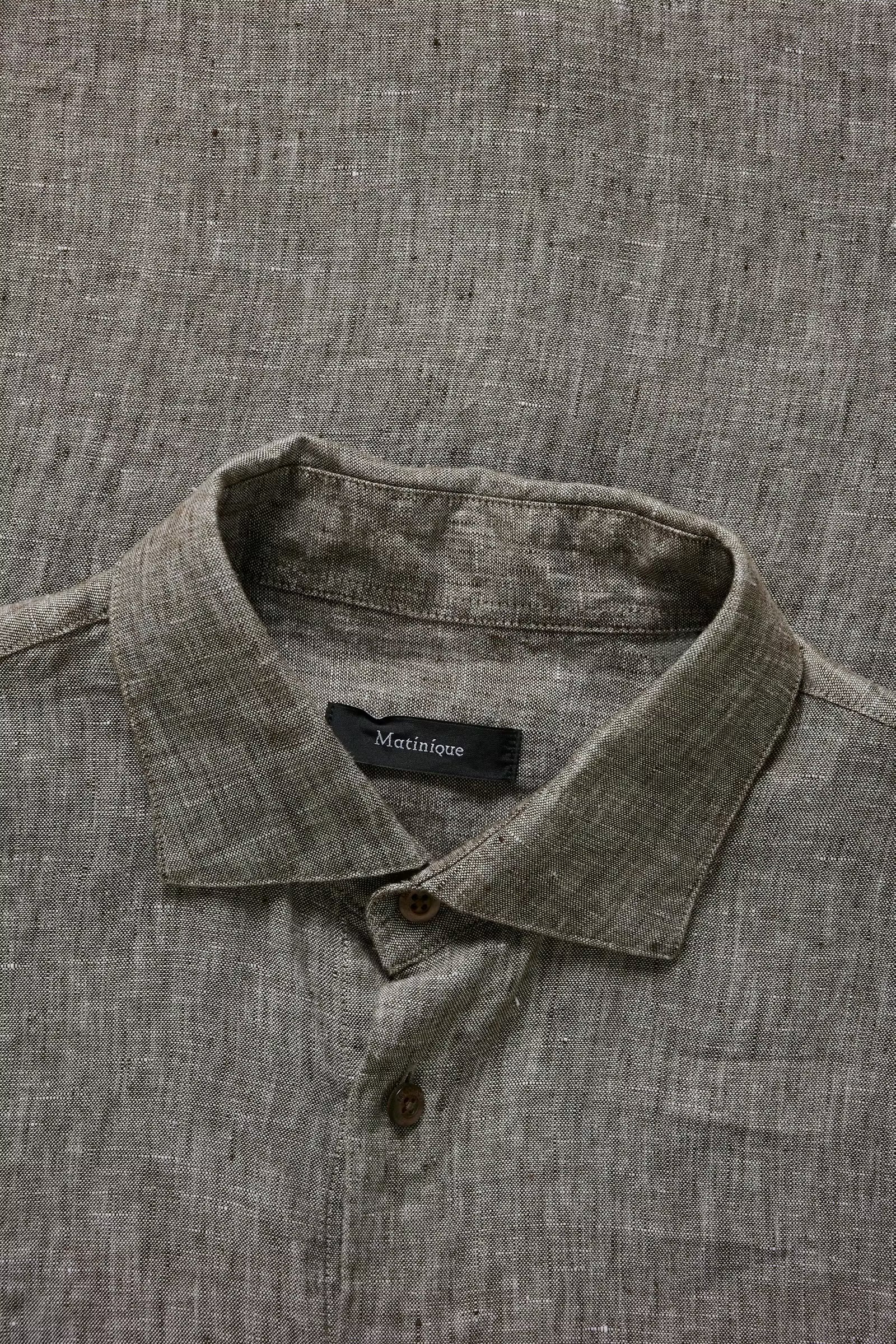 Matinique miesten kauluspaita MAmarc Linen Shirt, ruskea