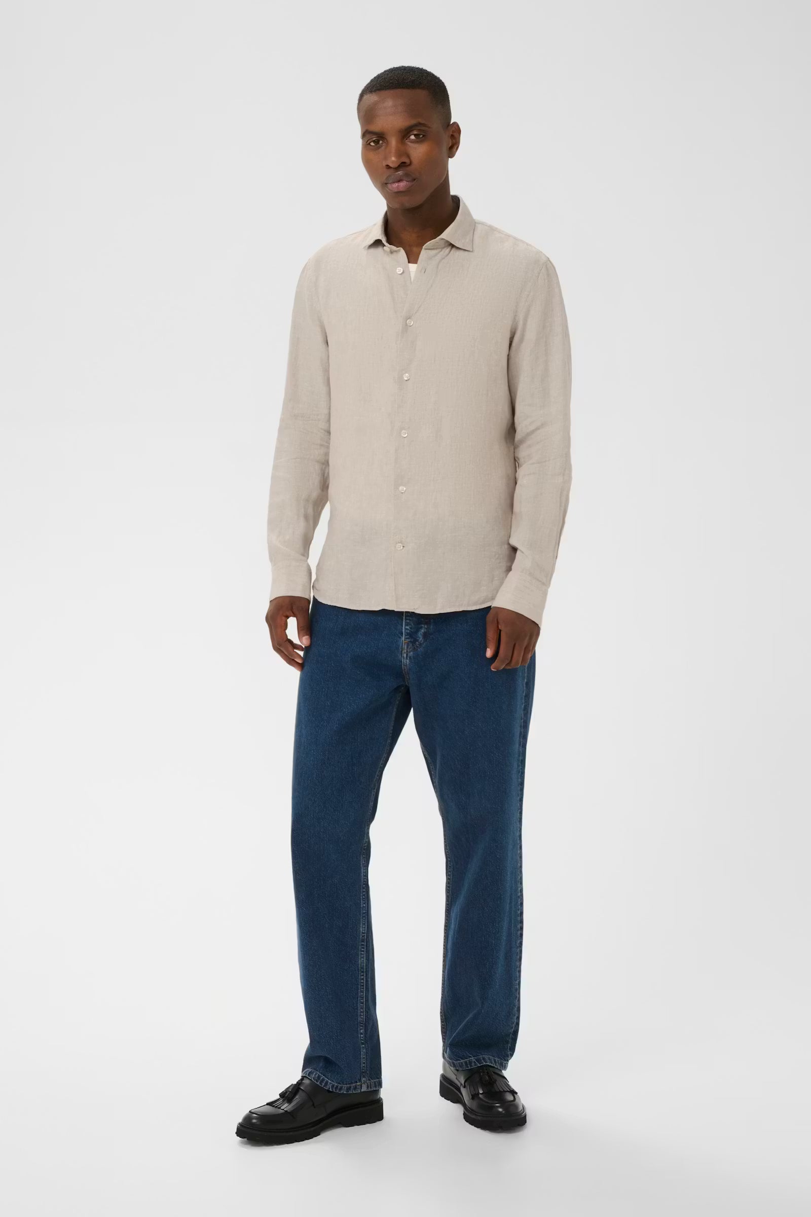 Matinique miesten kauluspaita Mamarc Linen Shirt, Plaza Taupe