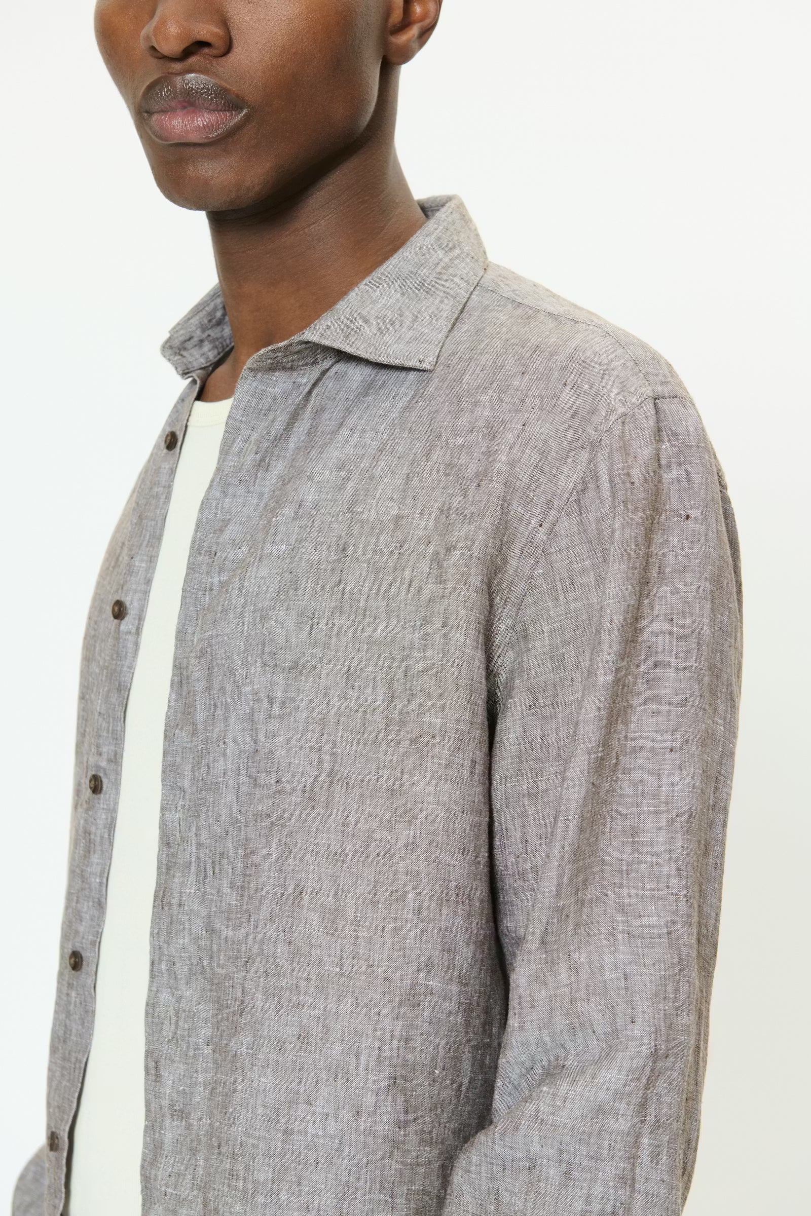 Matinique miesten kauluspaita MAmarc Linen Shirt, ruskea