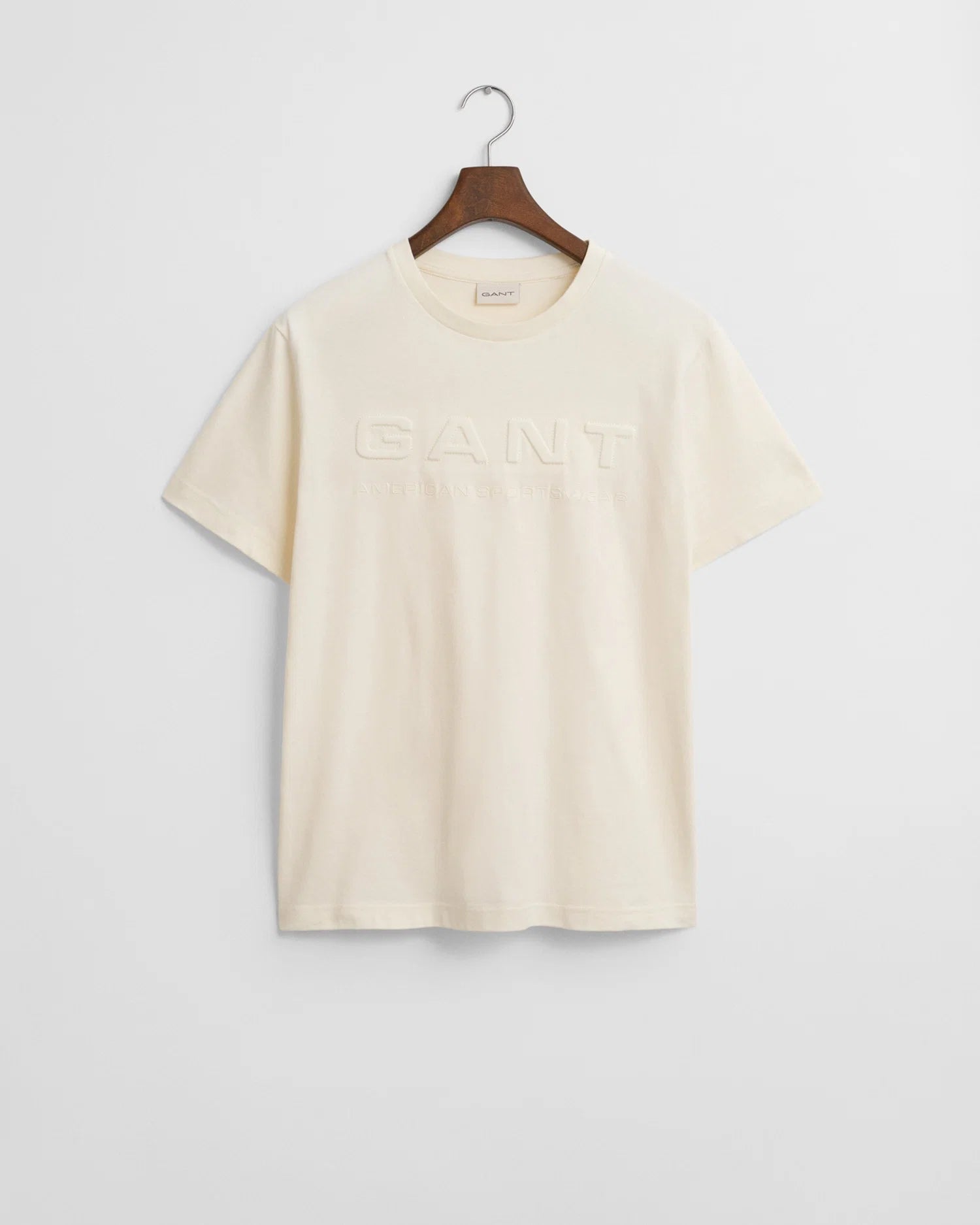 Gant miesten T-paita Embossed Graphic C-neck, luonnonvalkoinen