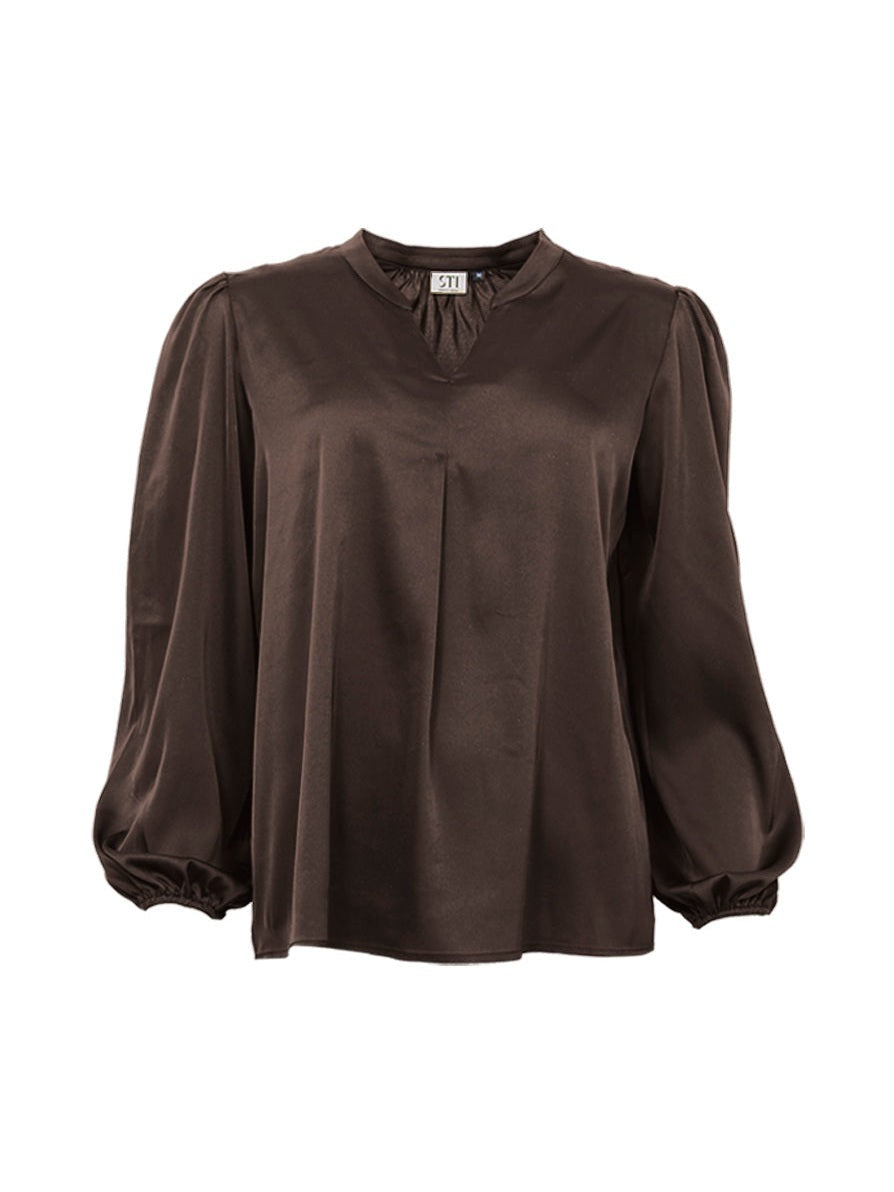 S.T.I naisten pusero KAIDEN BLOUSE 66CM, Tummanruskea