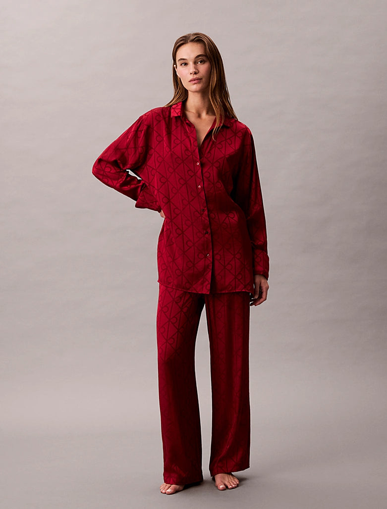 Calvin Klein naisten pyjamapaita, RELAXED AOP SHIRT PUNAINEN