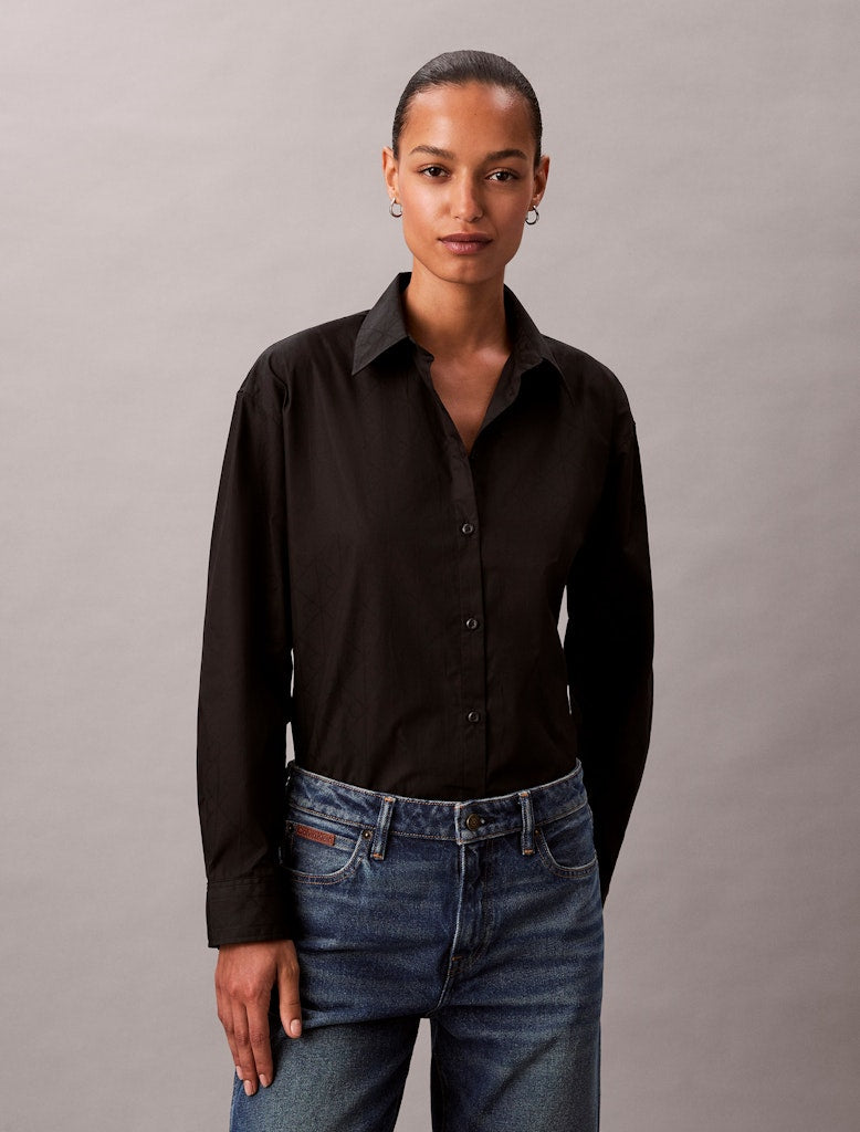 Calvin Klein Jeans Logo Perfect Button Down Shirt, musta - Kekäle