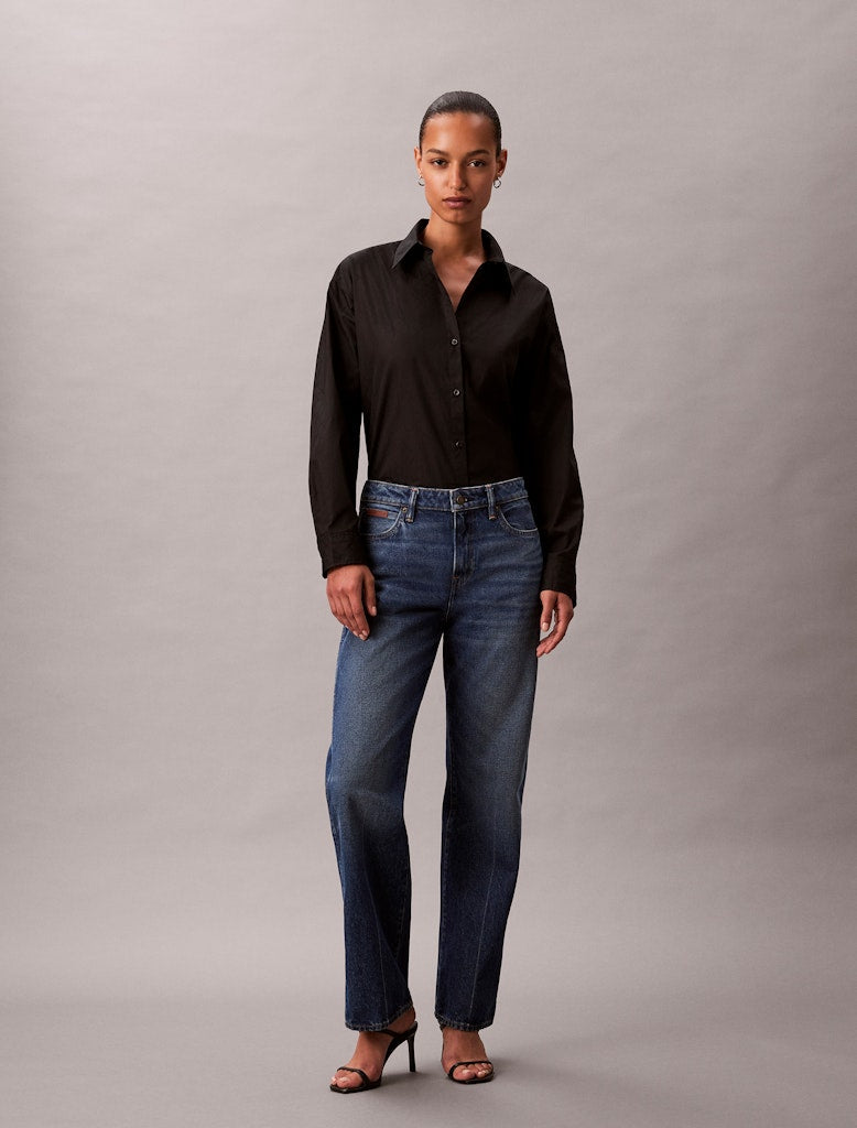 Calvin Klein Jeans Logo Perfect Button Down Shirt, musta