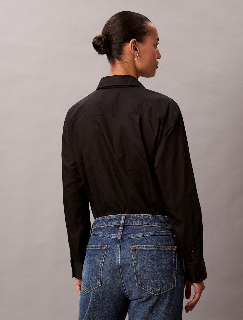 Calvin Klein Jeans Logo Perfect Button Down Shirt, musta