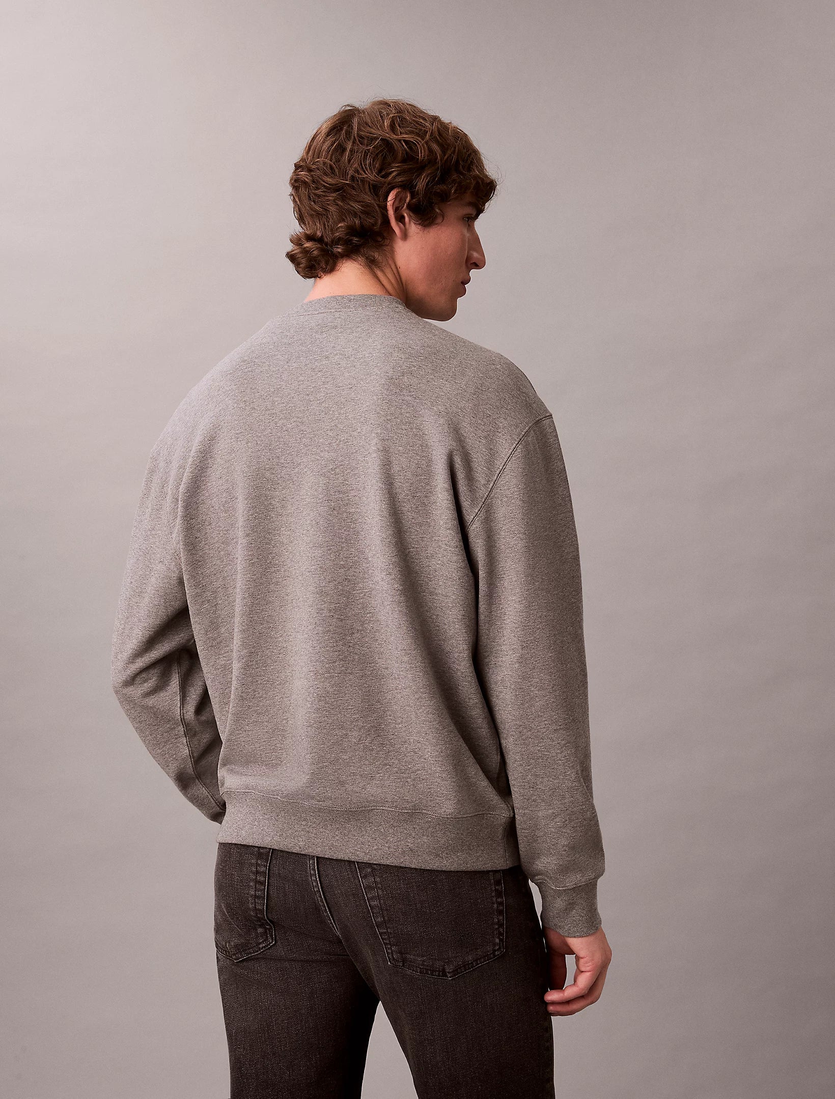 Calvin Klein Jeans miesten collegepaita LS EU 350Terry Monologo CN Swtsh, vaaleanharmaa