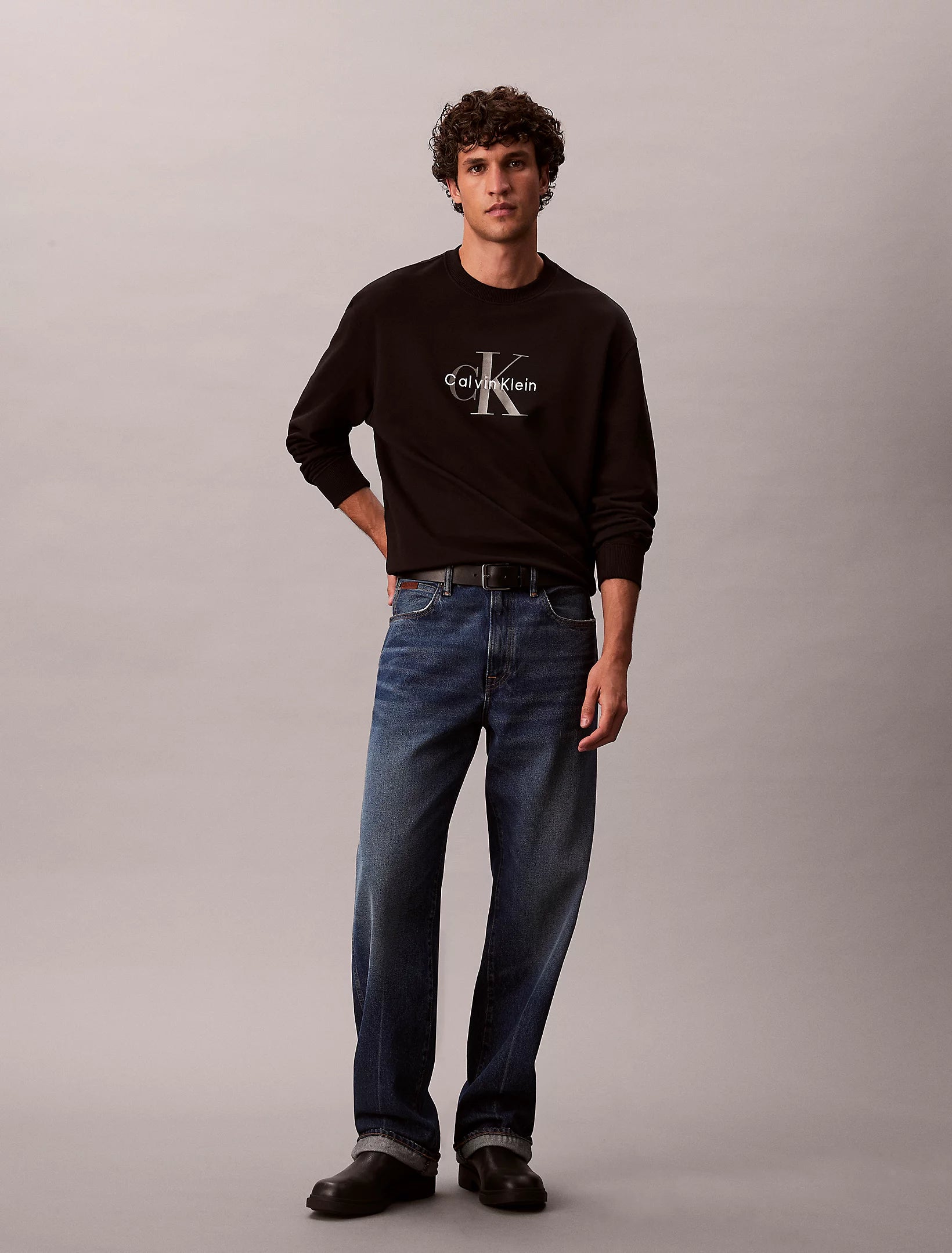 Calvin Klein Jeans miesten collegepaita LS EU 350Terry Monologo CN Swtsh, musta