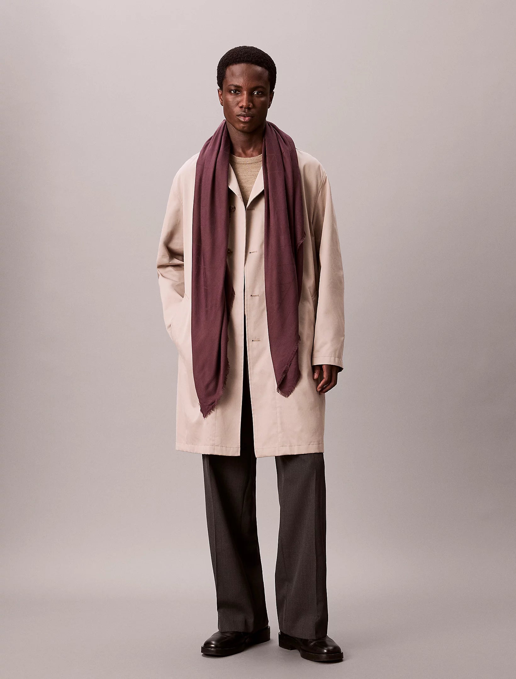 TONAL AOP MODAL LW SQUARE SCARF VIININPUNAINEN