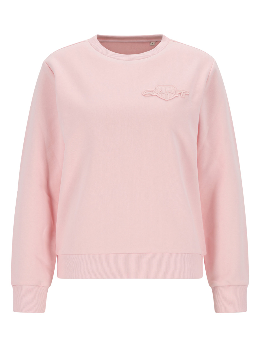 Gant naisten collegepaita Reg Tonal Shield C-Neck Sweat, vaaleanpunainen