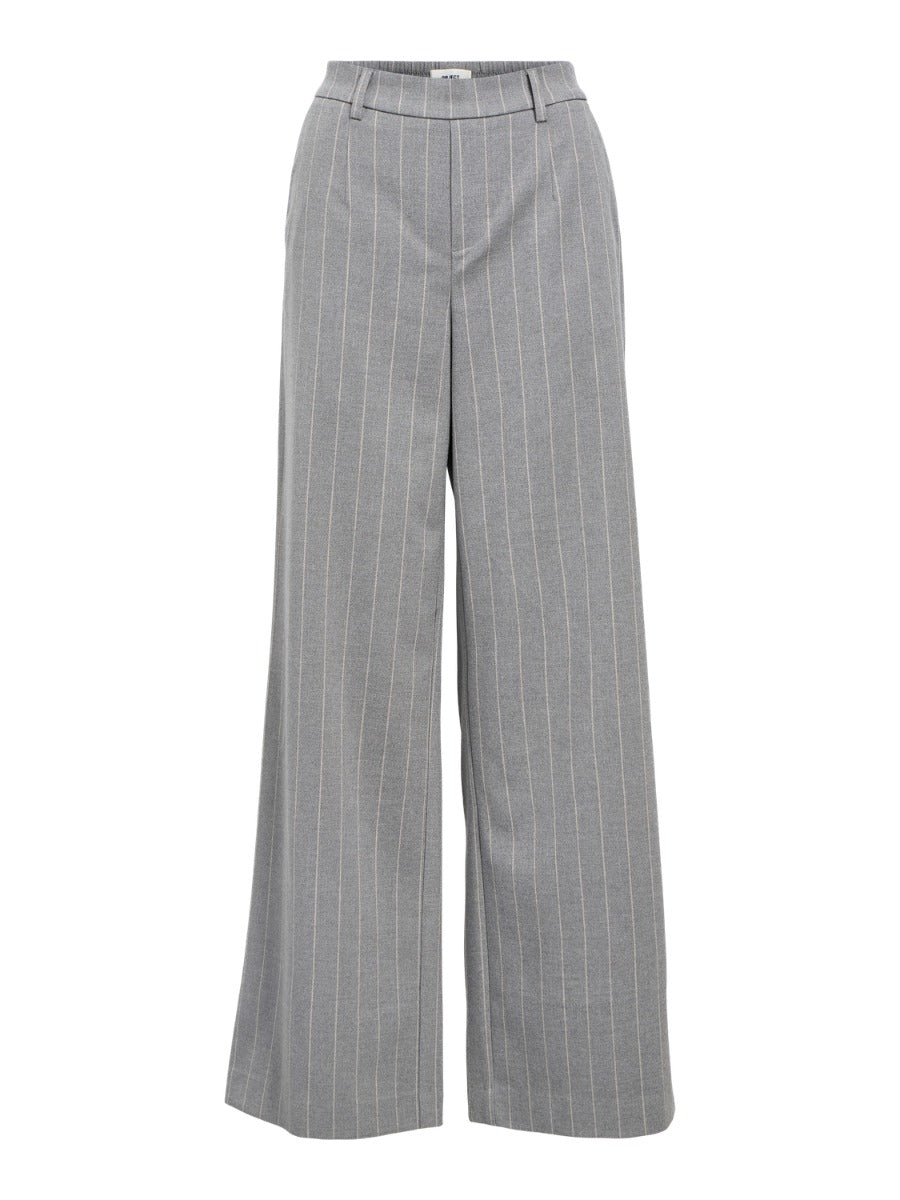 Object naisten housut, OBJLISA WIDE PANT AOP Medium Grey Melange