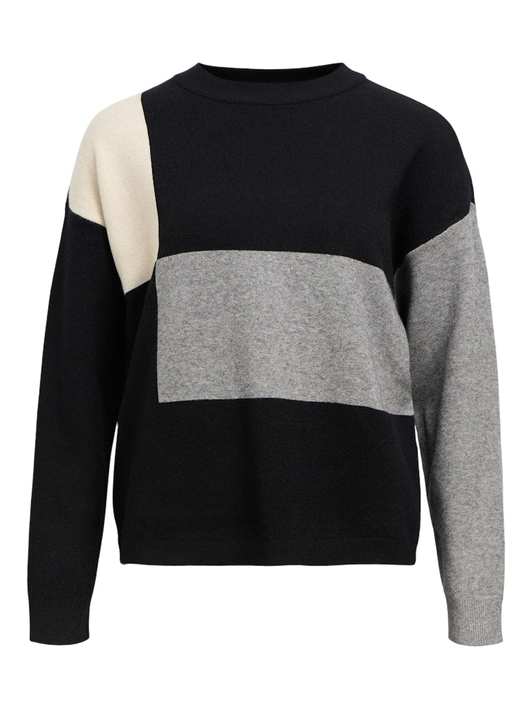 OBJRAY LO L/S KNIT PULLOVER AOP NOOS Black