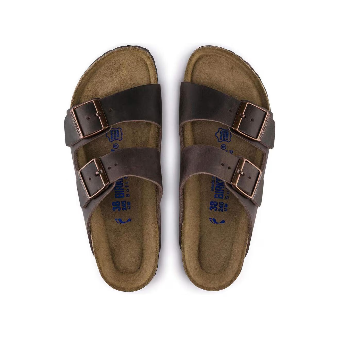 Birkenstock unisex sandaalit Arizona Regular Leather Habana, tummanruskea