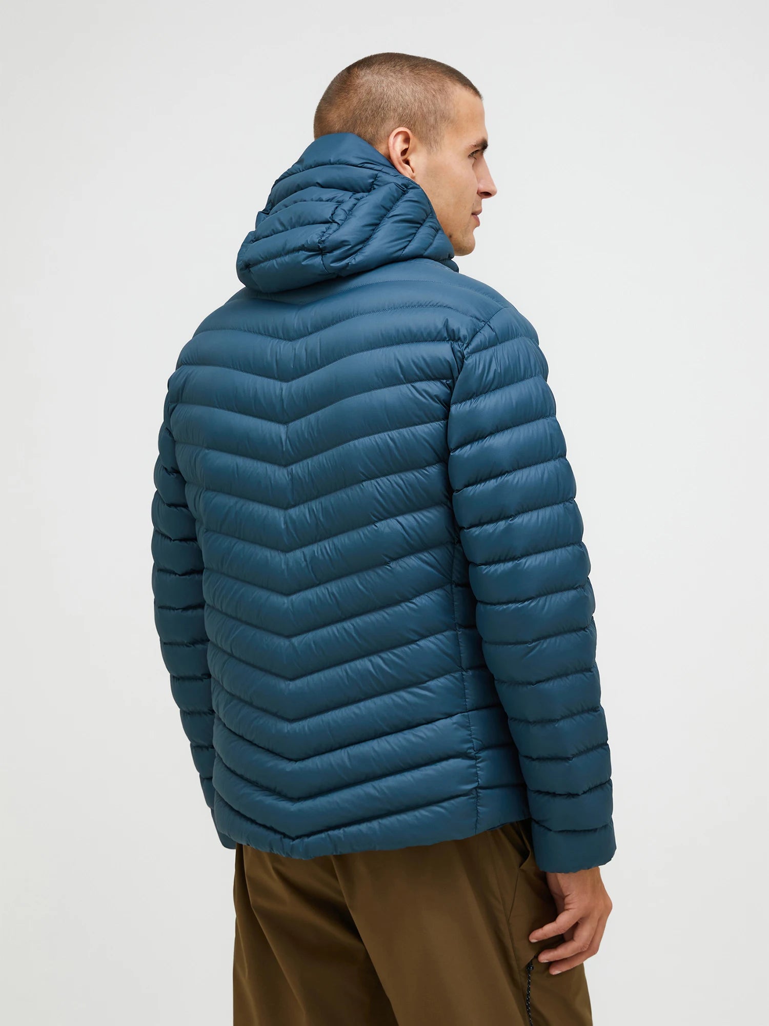 K M FROST DOWN HOOD JACKET PETROOLINSININEN