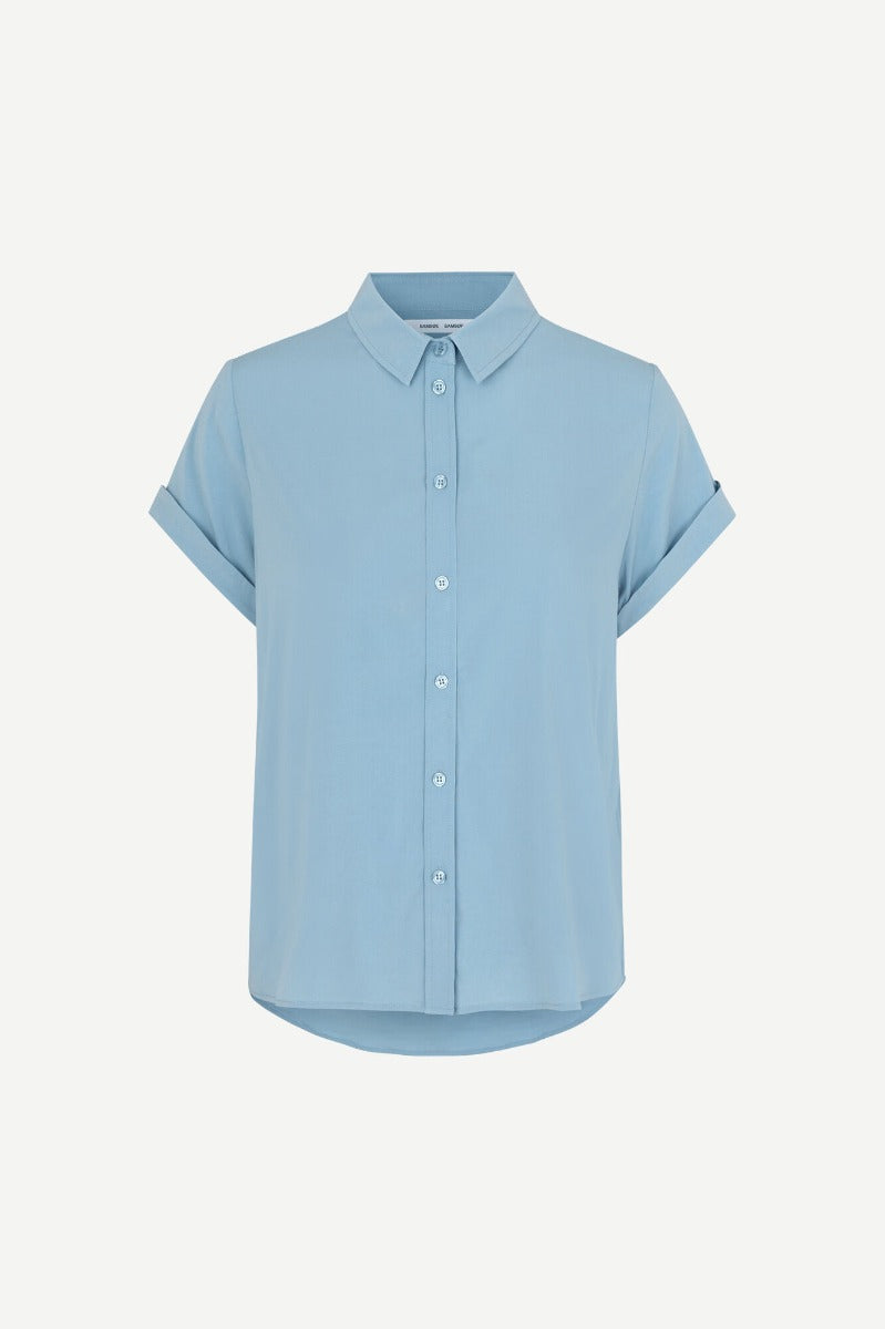 Samsoe and Samsoe, Naisten Lyhythihainen Kauluspaita, Majan Ss Shirt 9942 Vaaleansininen
