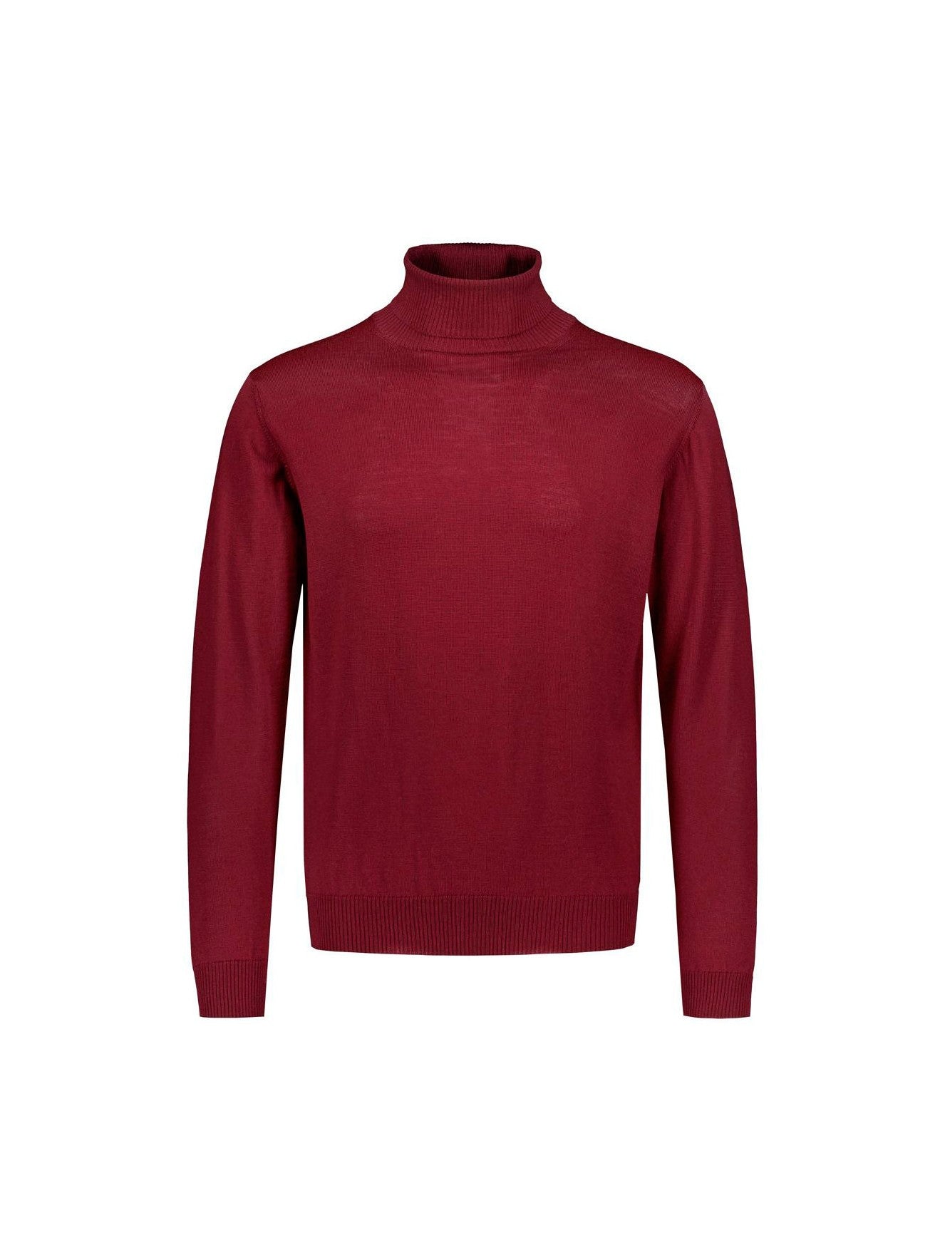 Sinnuu miesten pooloneule Rollneck Merino Wool Made in Italy, viininpunainen