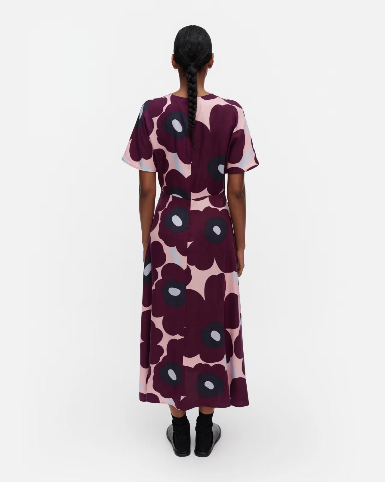 Marimekko mekko Heleä Unikko, viininpunainen kuosi
