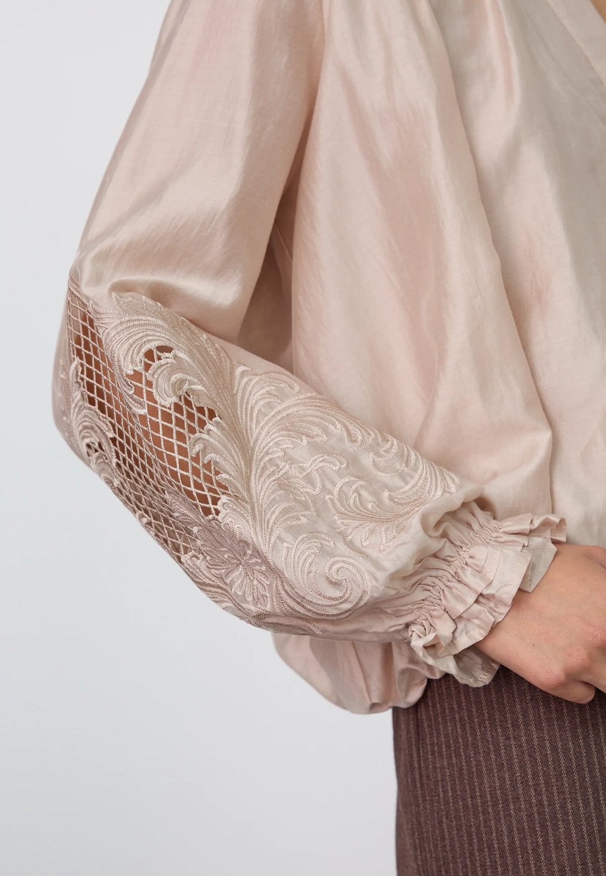 Co’Couture naisten paitapusero MelinCC Balloon Emb Shirt, Champagne