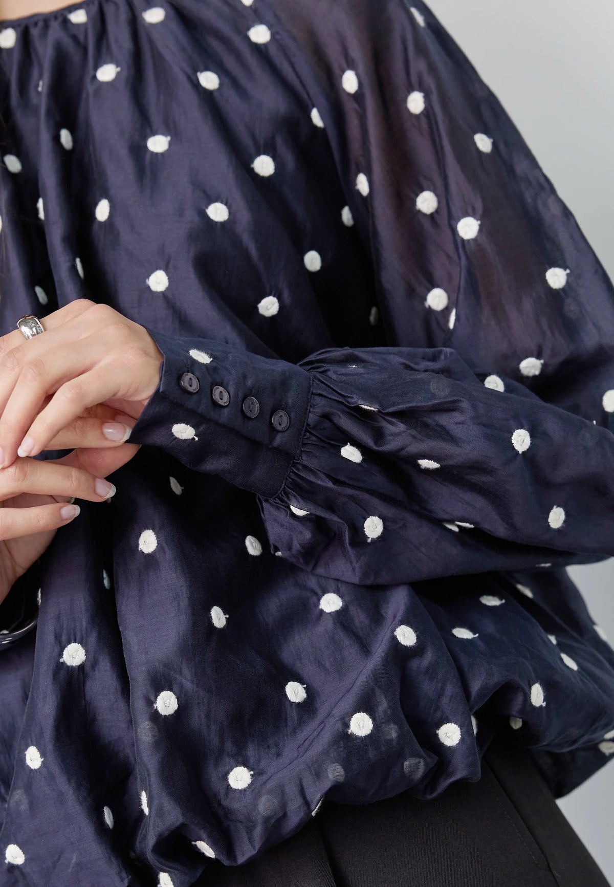 Co’Couture naisten pusero DitaCC Dot Balloon Blouse, tummansininen
